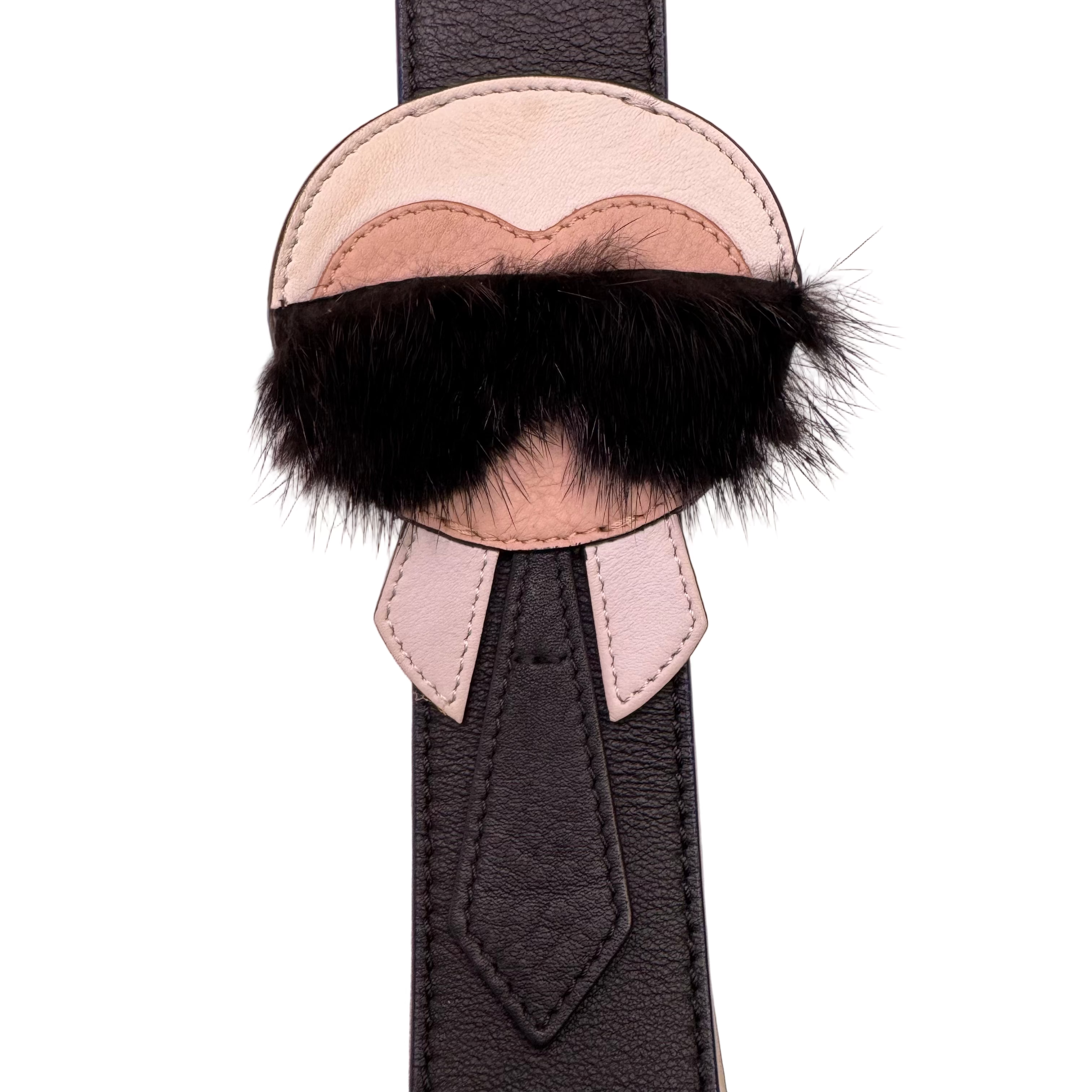 Fendi Yukarito Karl Lagerfeld Bag Strap Leather Black