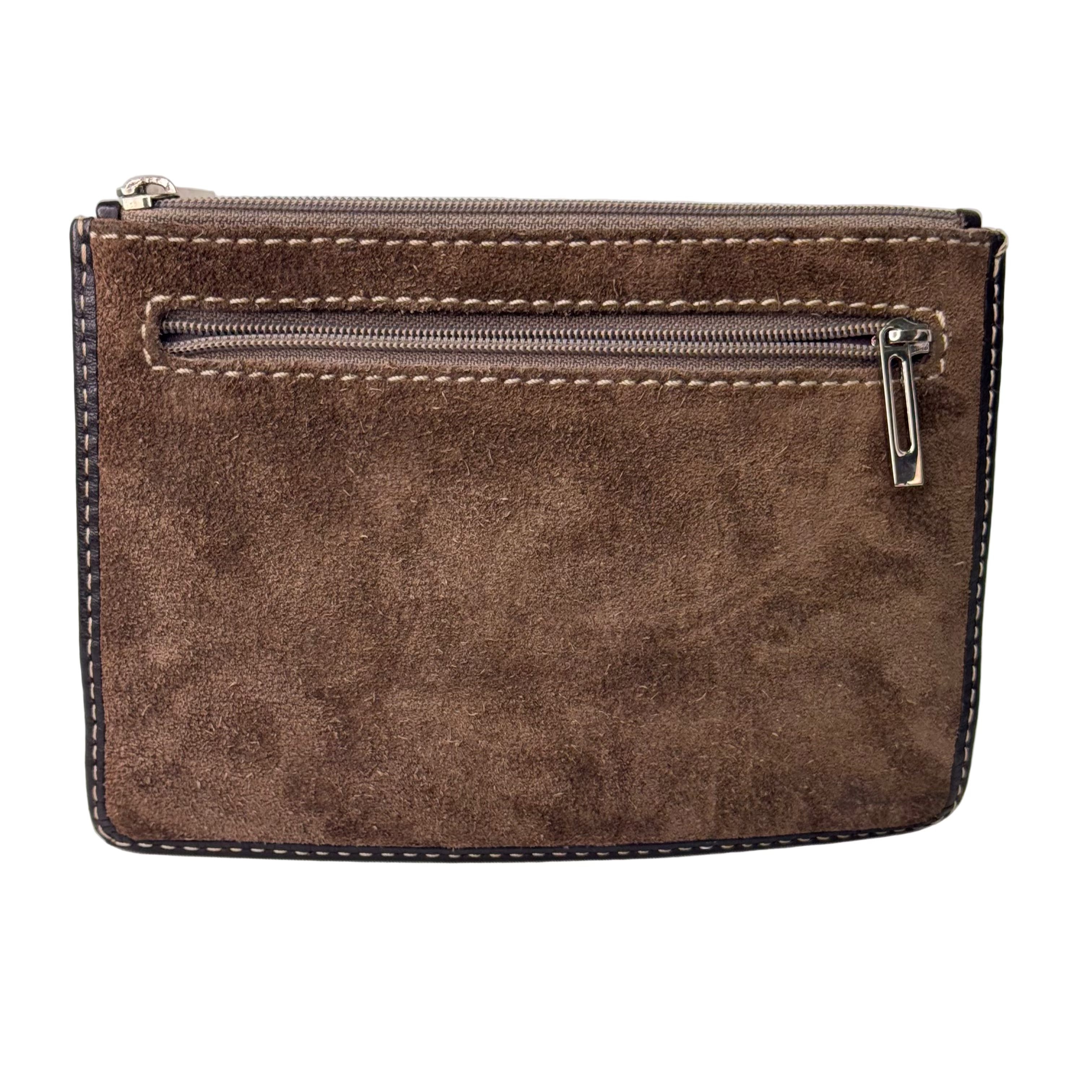 Loewe Wallet Pouch Suede Leather Brown