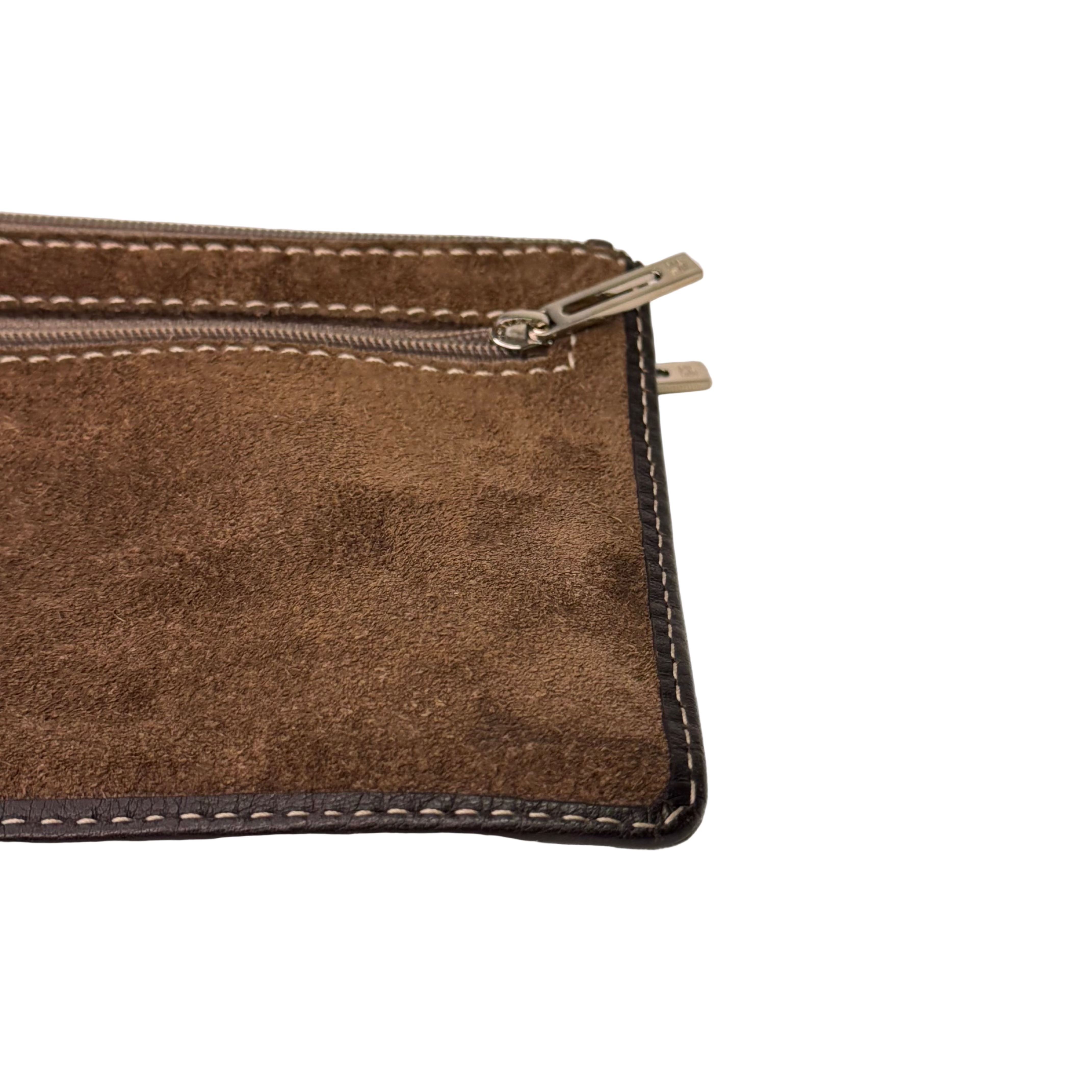 Loewe Wallet Pouch Suede Leather Brown
