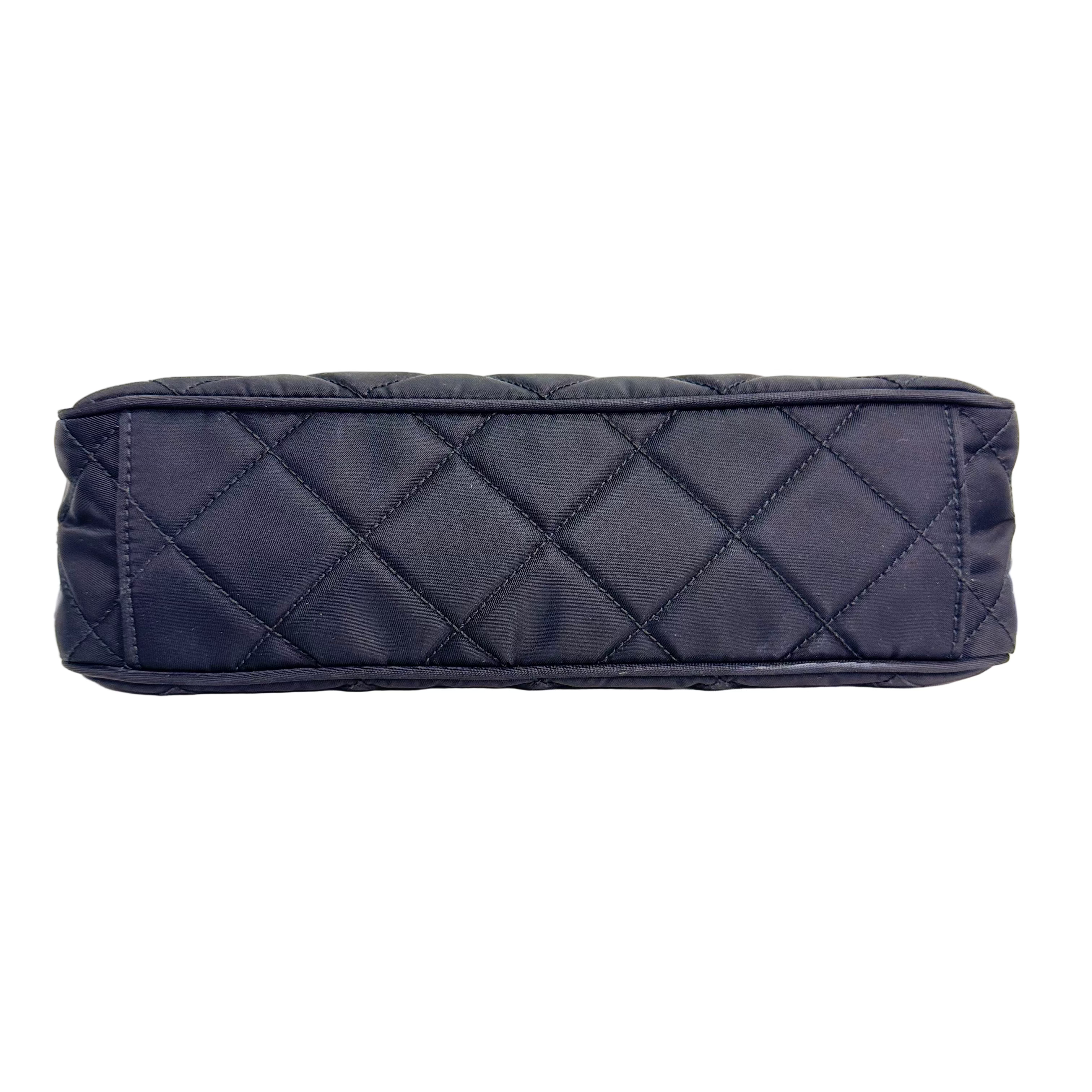 Prada Tessuto Quilted Chain Crossbody Bag Nylon Black