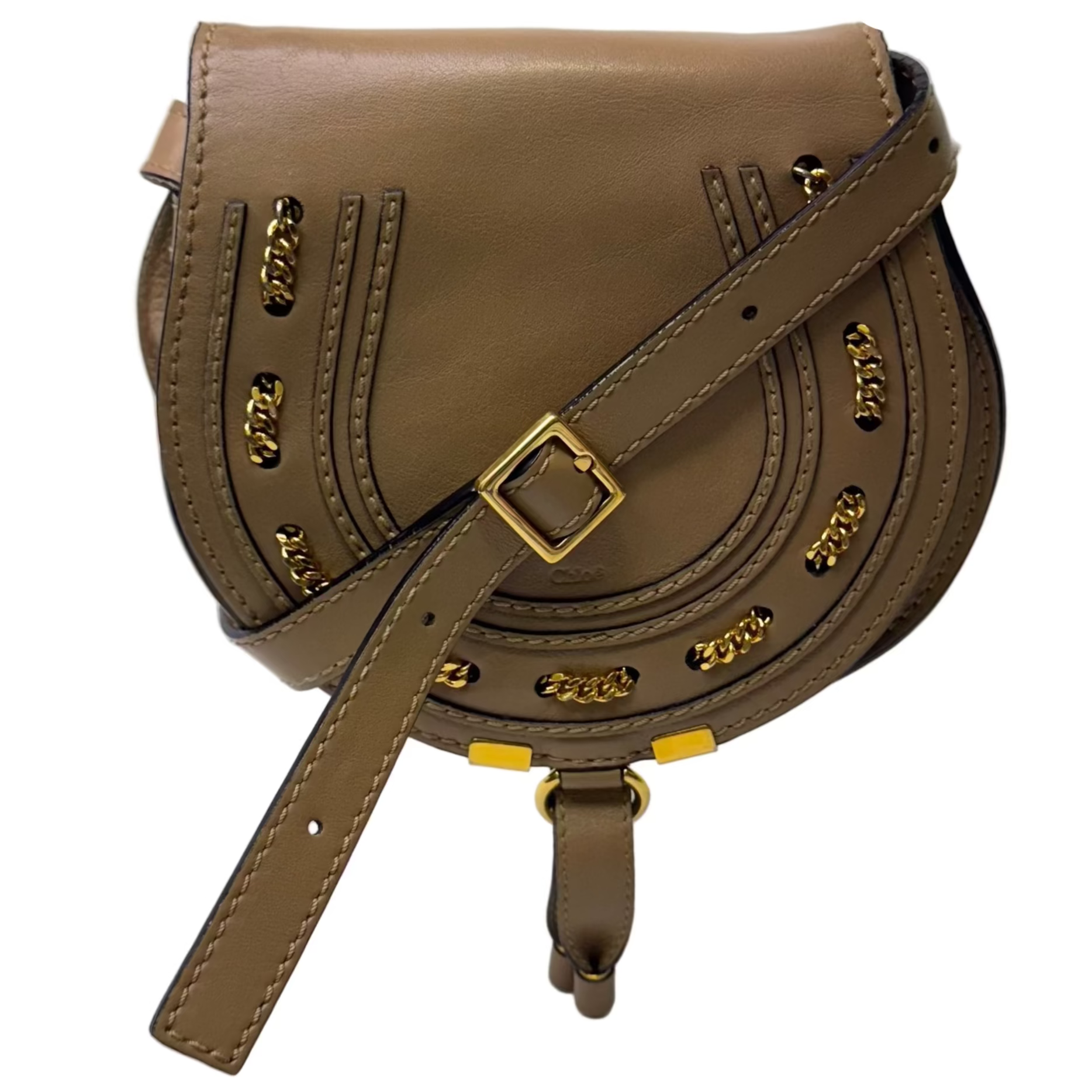 Chloé Marcie Saddle Crossbody Bag Leather Brown