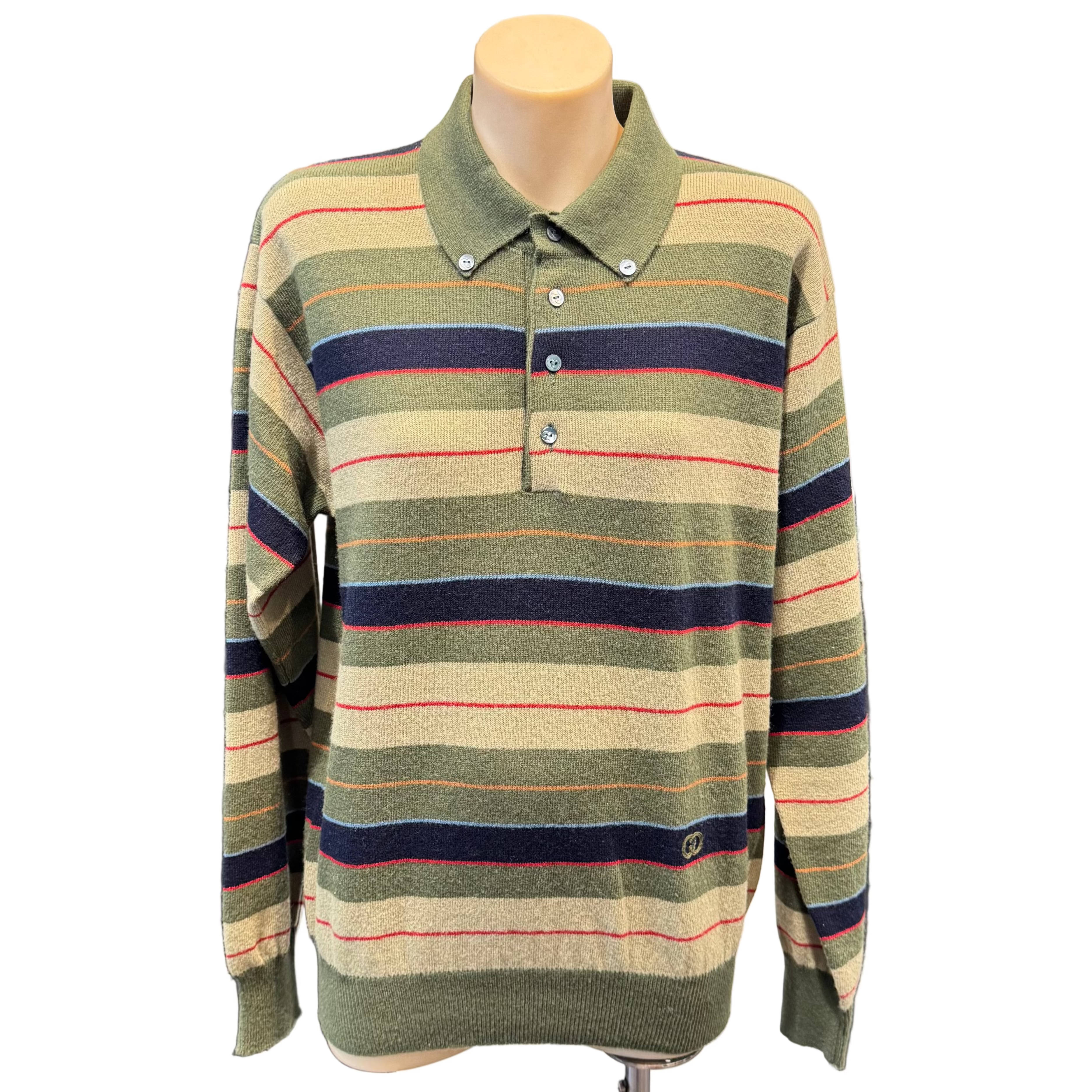 Gucci Henley Sweater Shirt Lambs Wool Khaki Medium