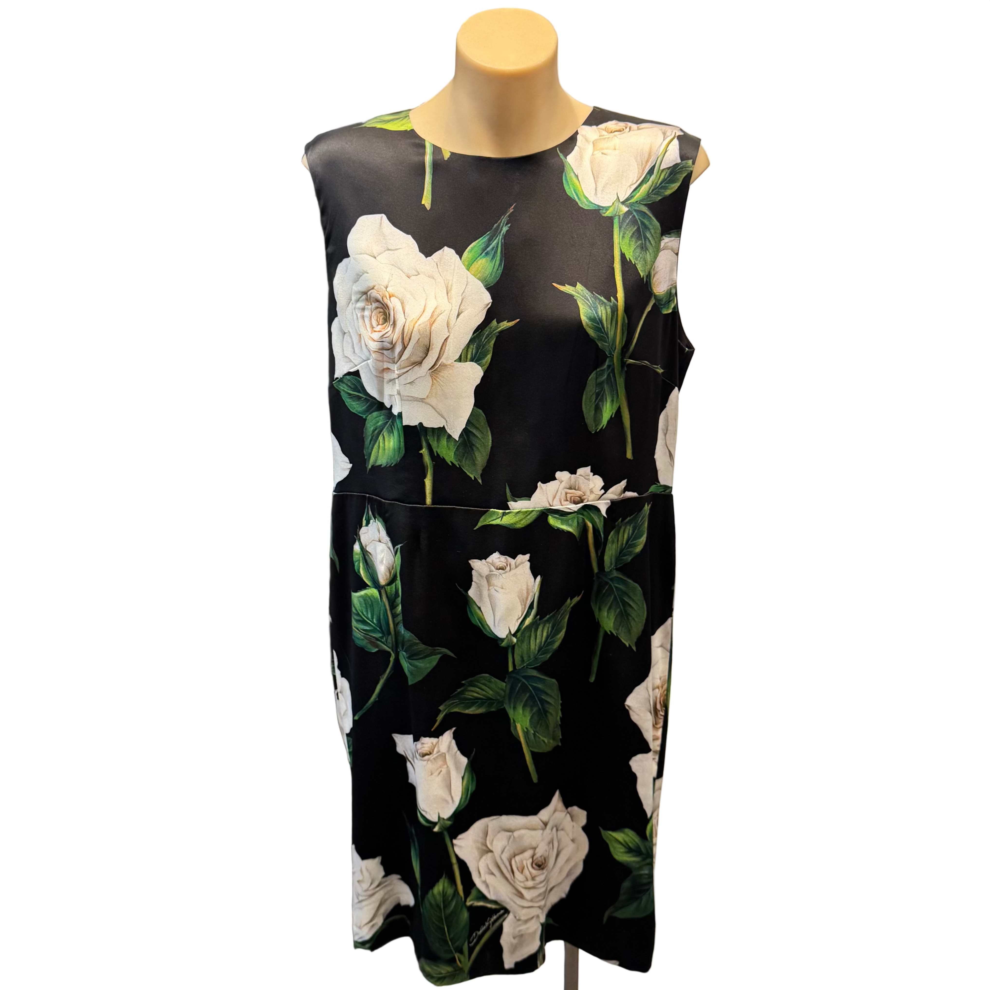 Dolce & Gabbana Sleeveless Dress Silk Rose Print 46