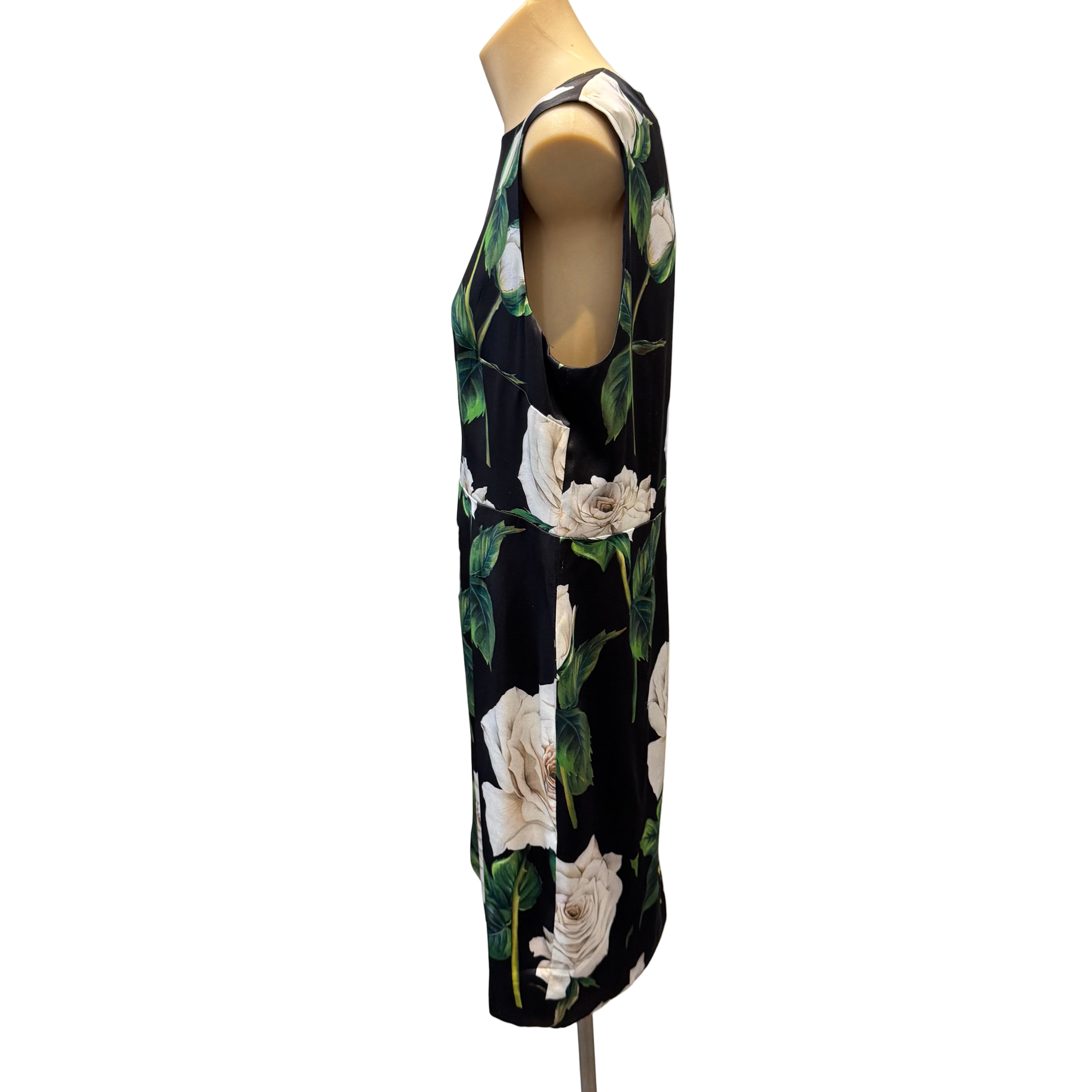 Dolce & Gabbana Sleeveless Dress Silk Rose Print 46