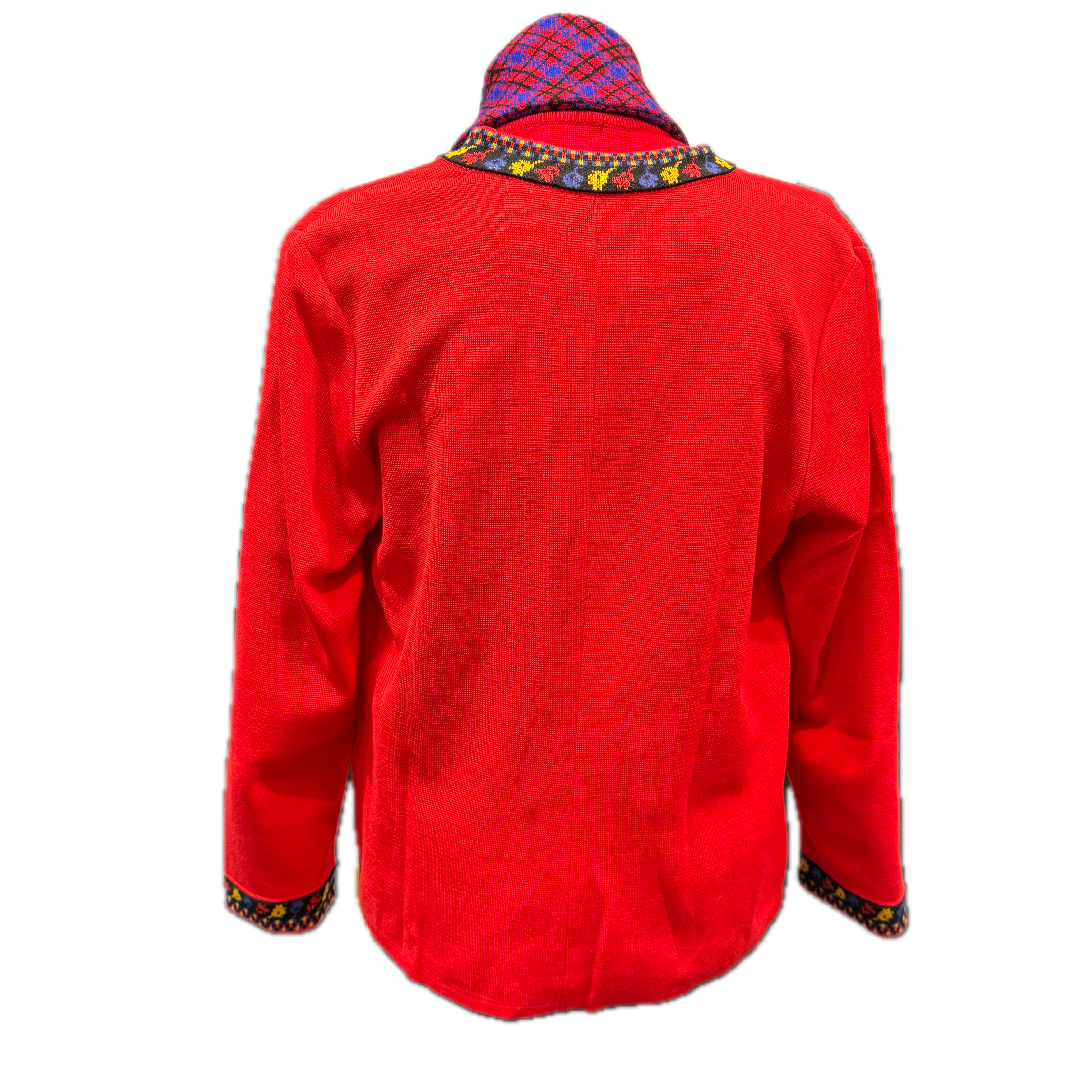 YSL Knitted Cardigan, Sweater and Scarf Set Wool Red M