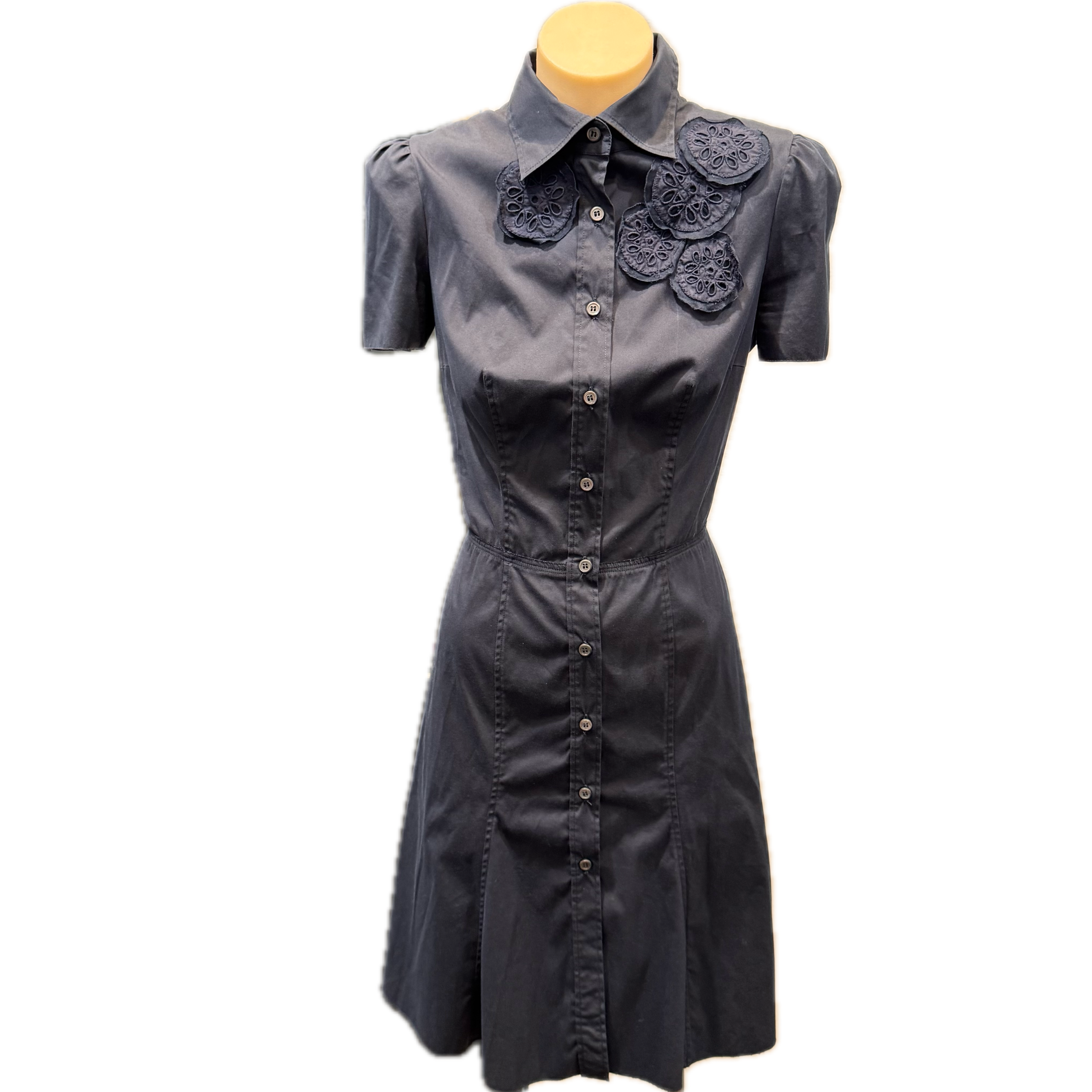 Prada Button Up Dress Navy 40