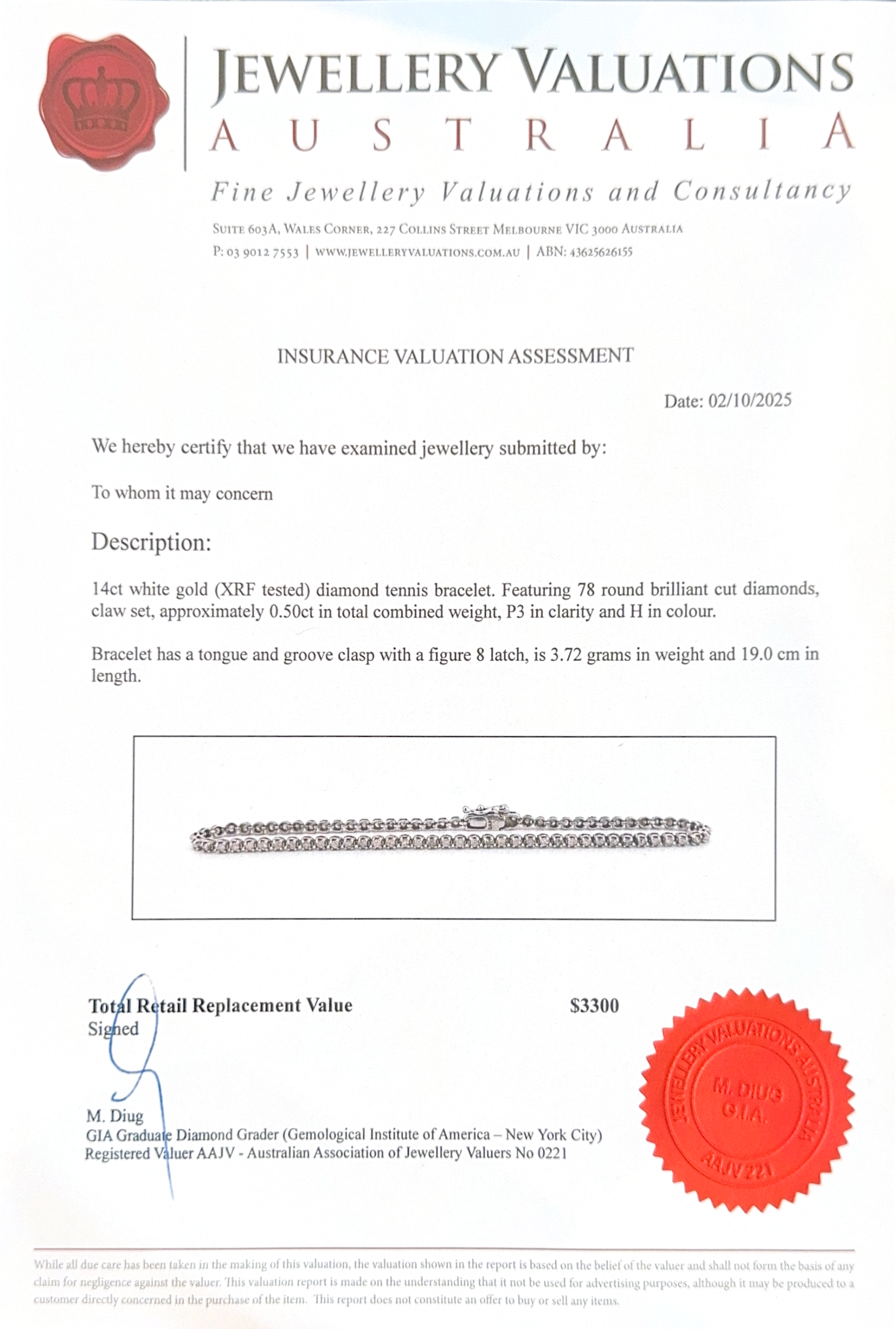 Tennis Bracelet Natural Diamond 0.5ct Tw on 14k White Gold, Deal of the Day