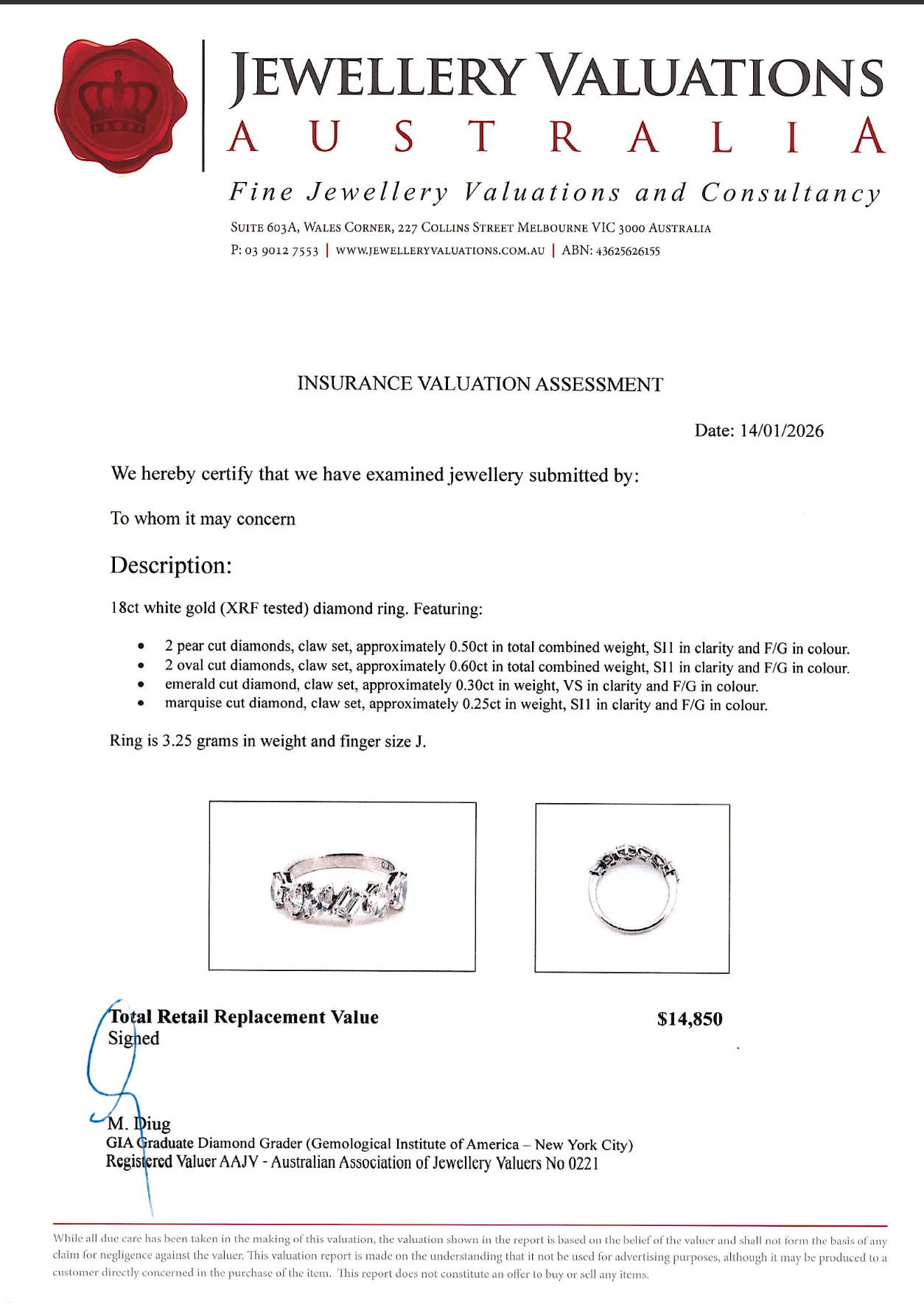 1.65Ct Natural Diamond Multi-Cut Band Ring In 18K White Gold