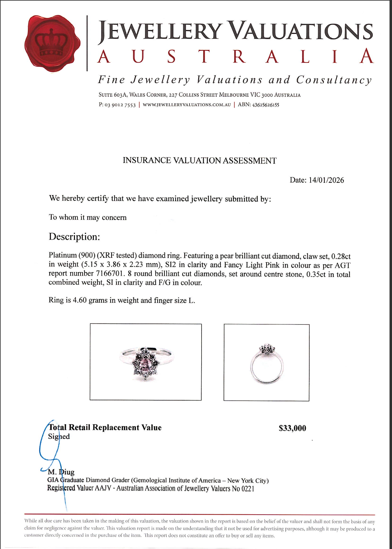 0.28Ct Natural Pink Diamond & 0.35Ct White Diamonds Halo Ring In Platinum