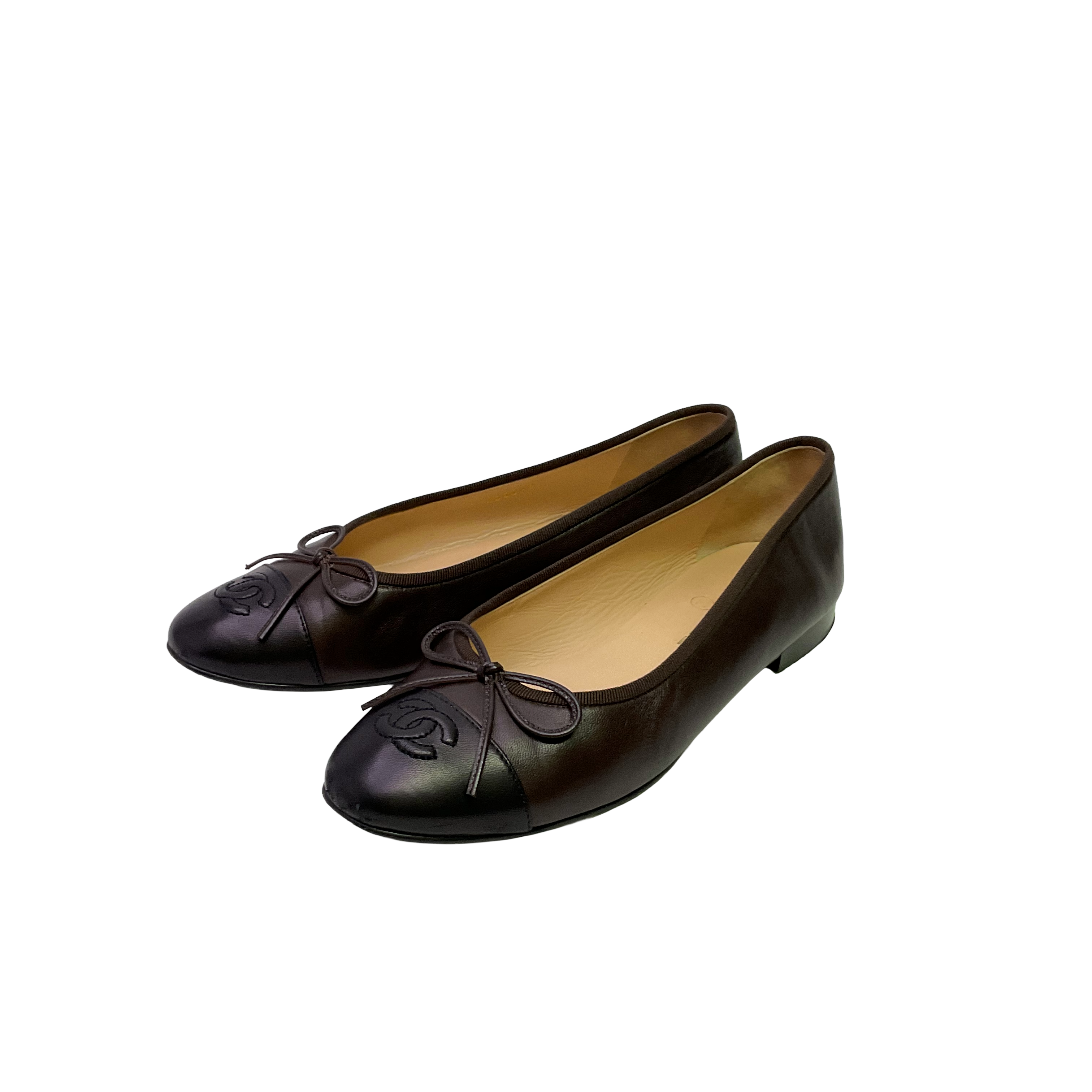Chanel Brown Ballerina Flats Ballet size 38.5