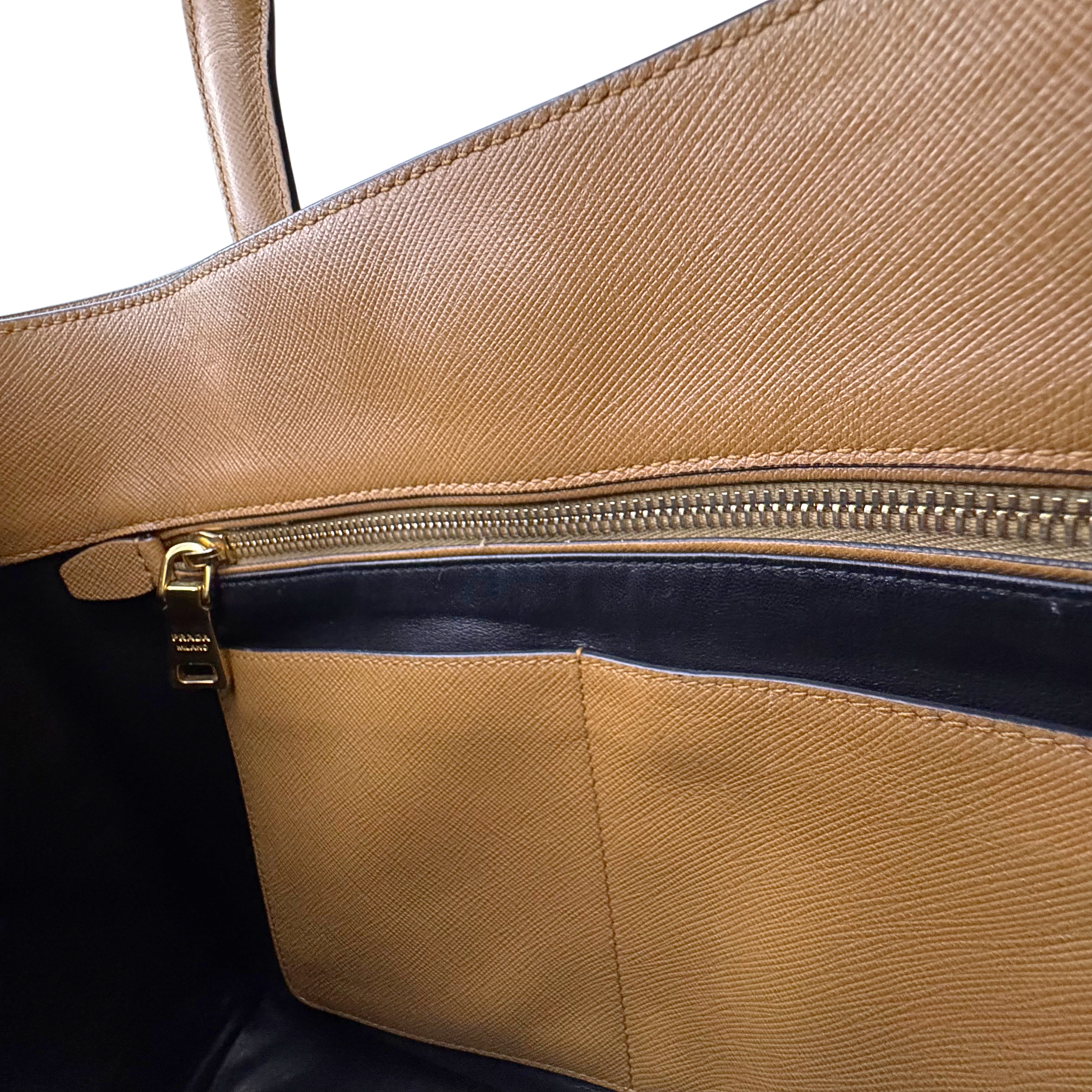 Prada Saffiano Handbag Leather Brown