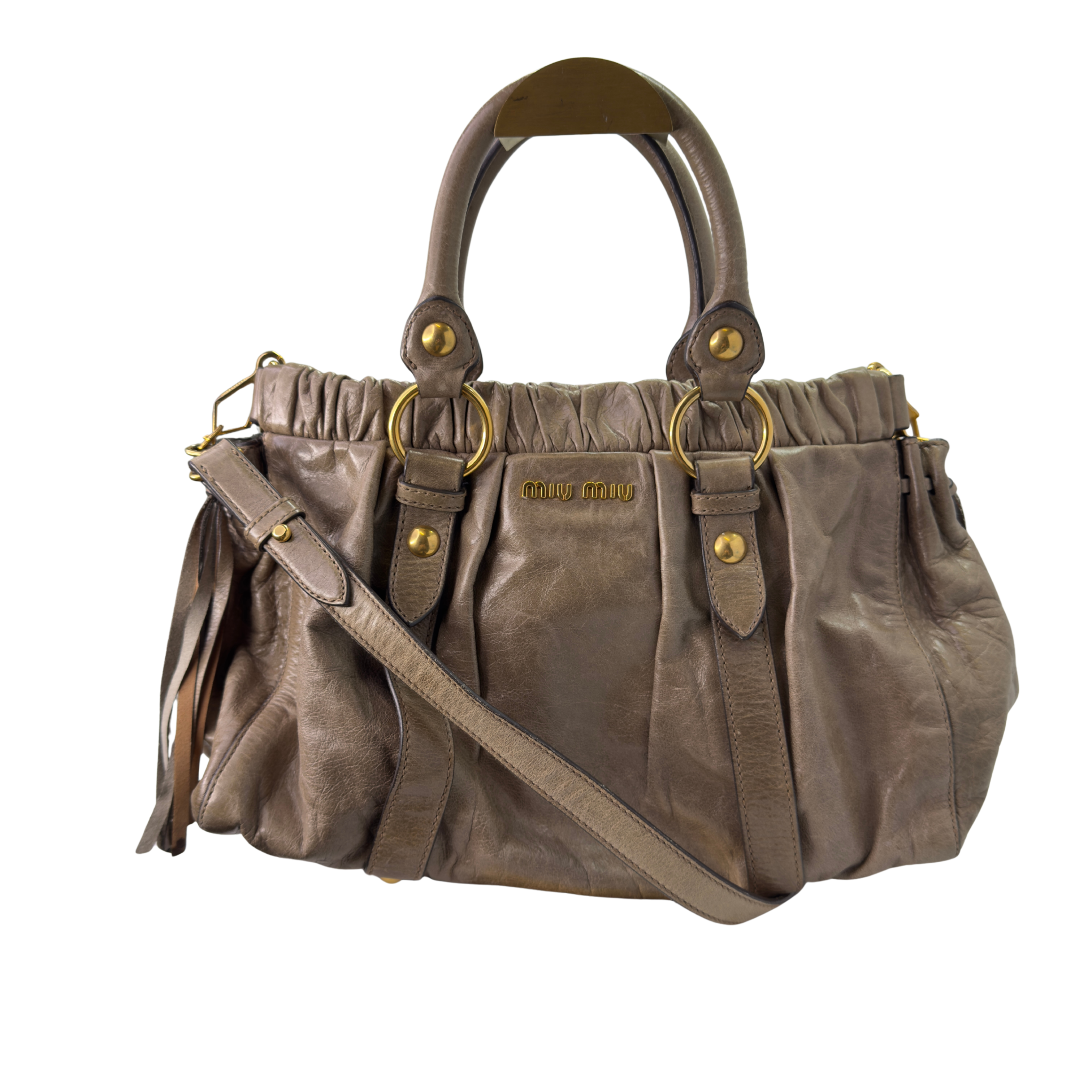 Miu Miu Vitello Tote Bag Medium Leather Beige