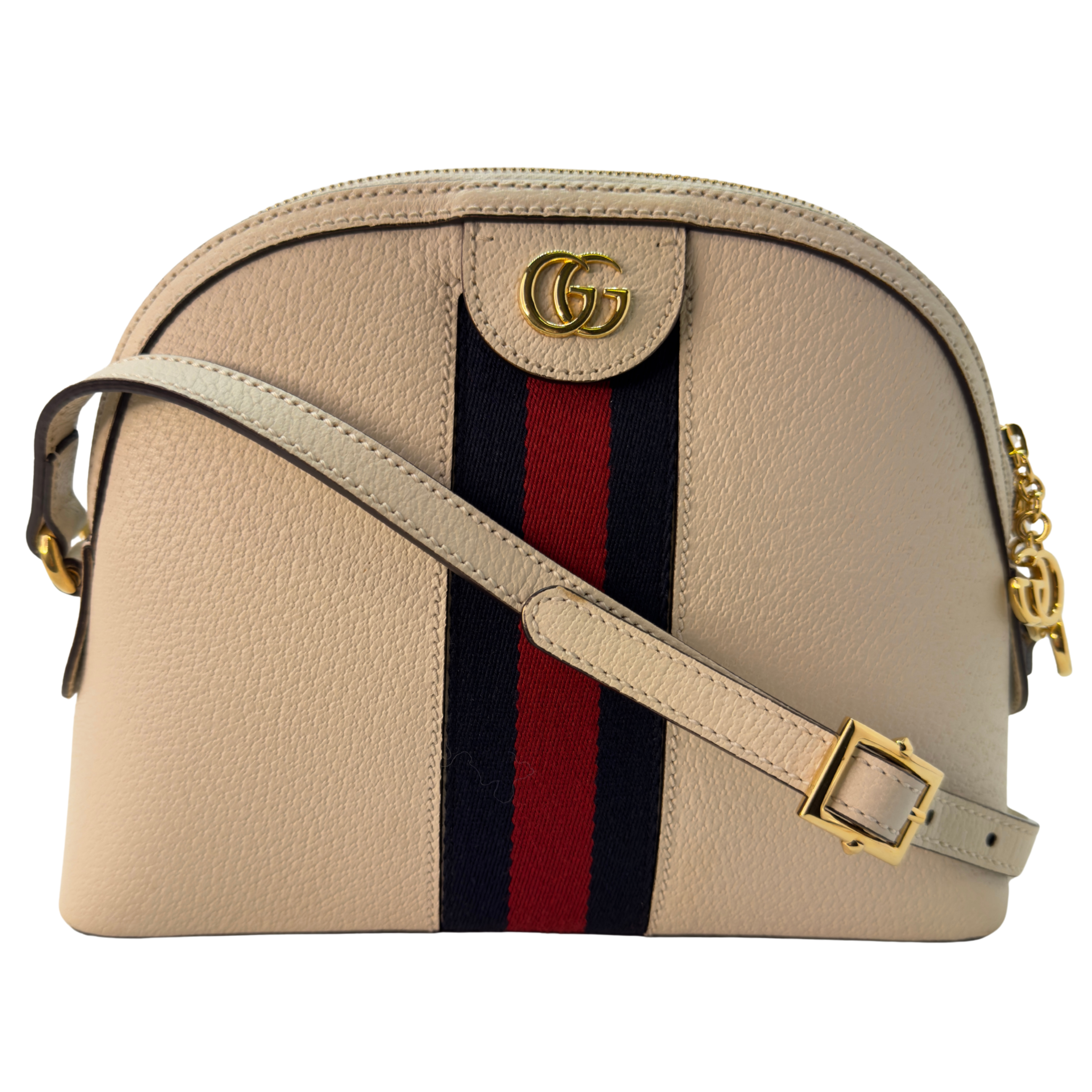 Gucci Textured Dollar Small Ophidia Dome Shoulder Bag Beige