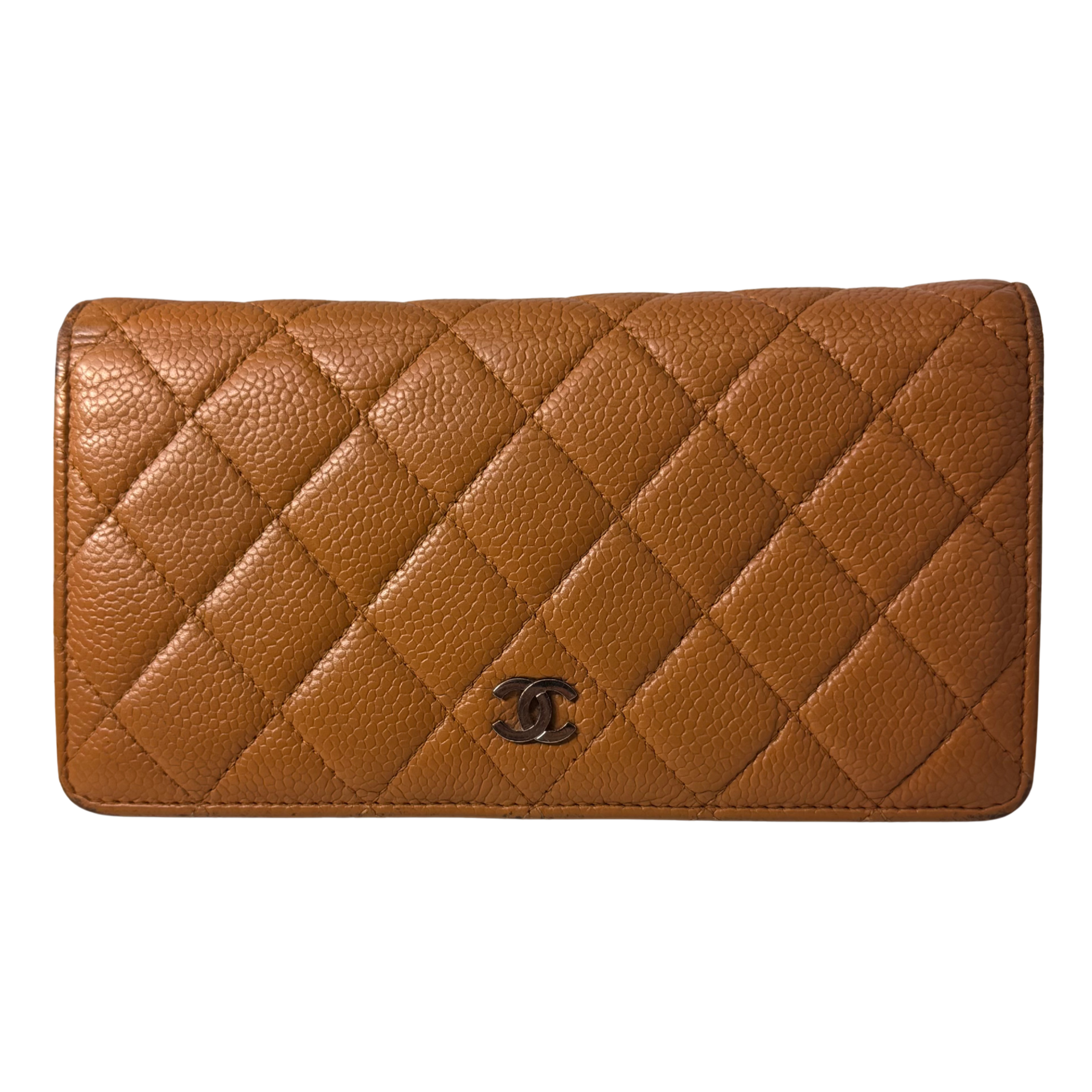 Chanel Grained Leather Wallet Brown