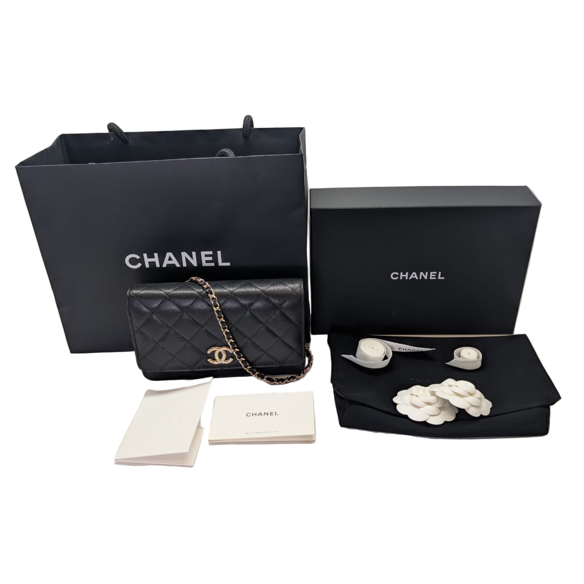 Chanel Caviar Quilted Wallet On Chain Shoulder Bag Black