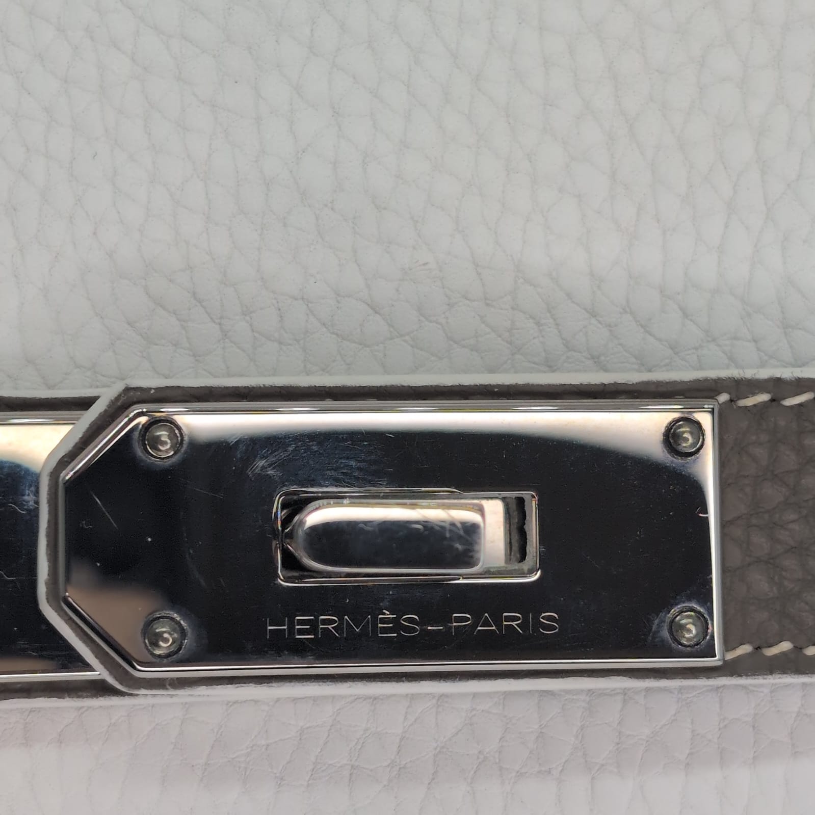 Hermès Birkin Shoulder 42 White Etoupe Clemence Palladium Hardware □J Stamp