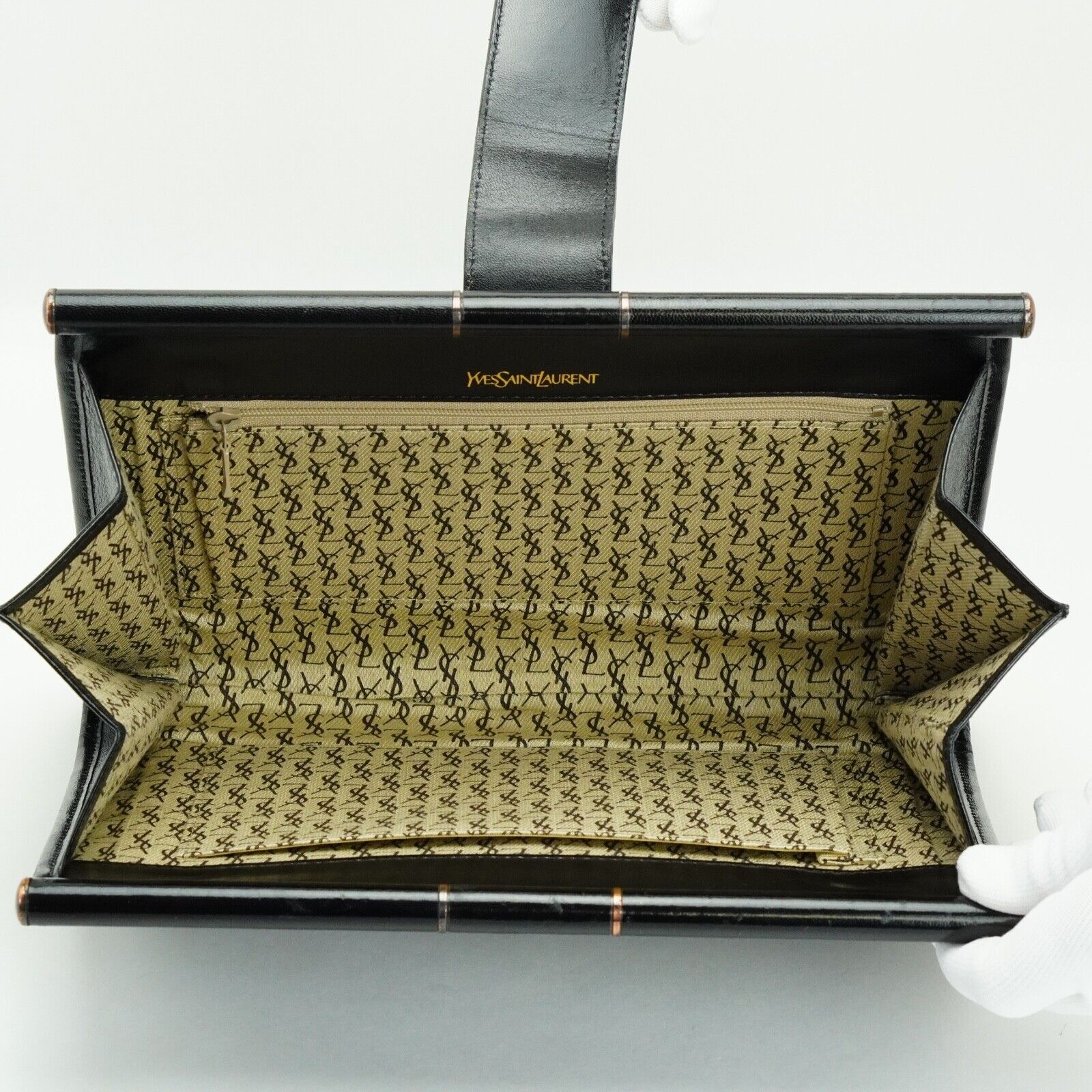 YSL Yves Saint Laurent Quilted Leather Clutch Bag Black