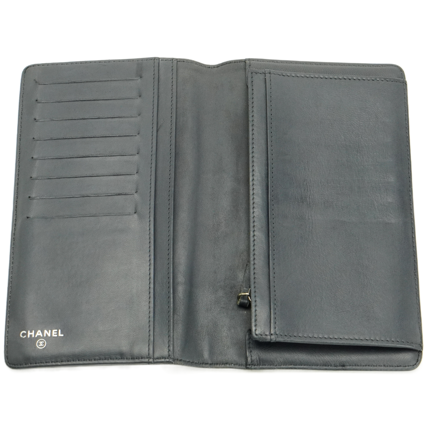 Chanel Camellia Mark Long Wallet Grey