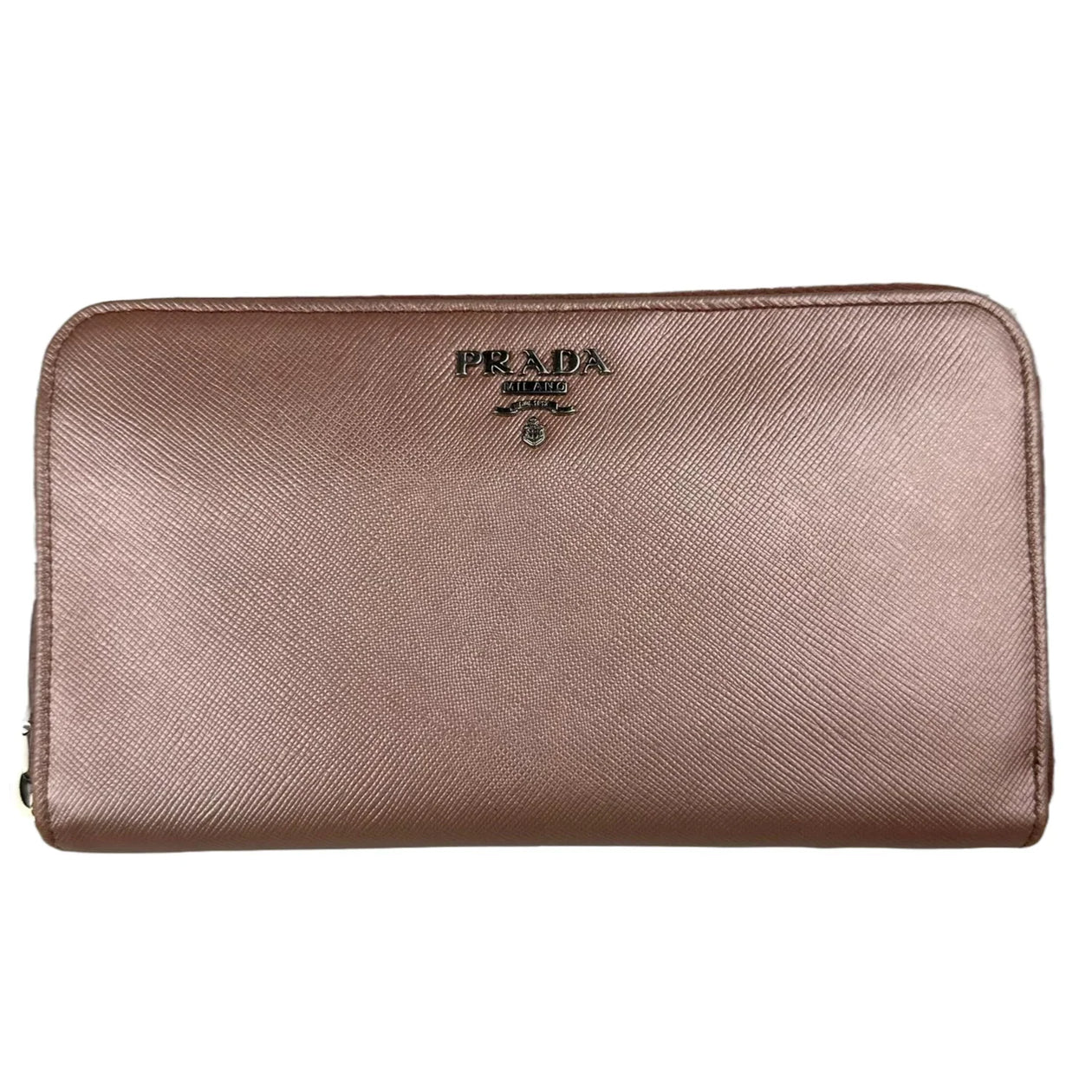 Prada Saffiano Zipped Wallet Portafoglio Lampo Rose Gold