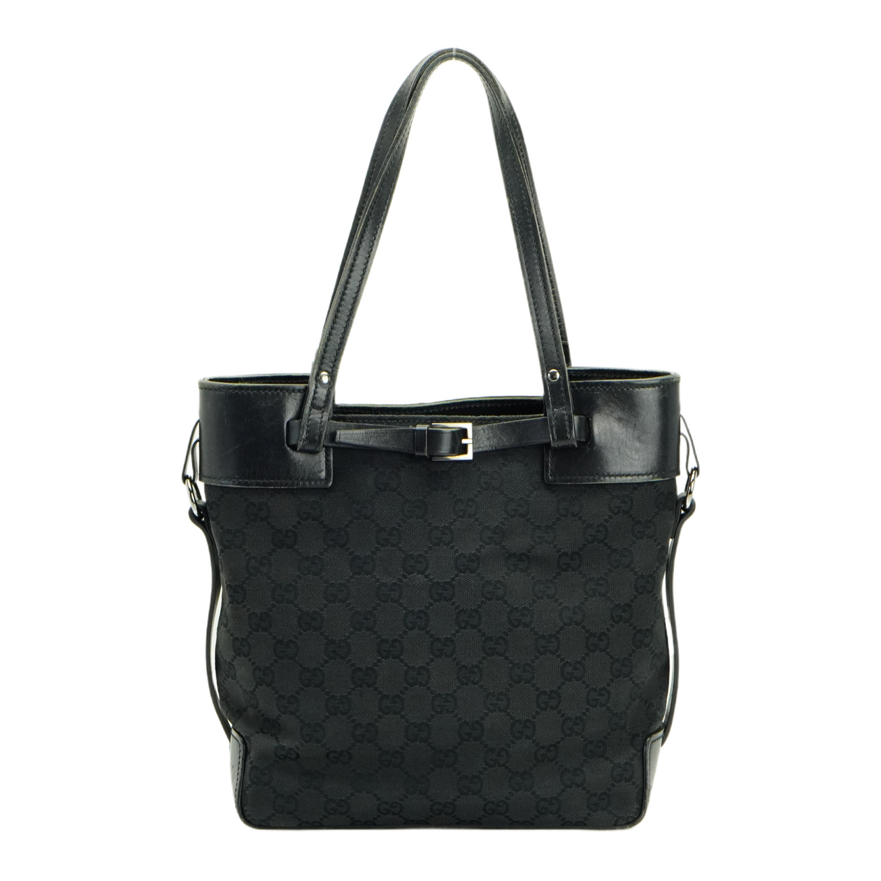 Black leather gucci cheap tote