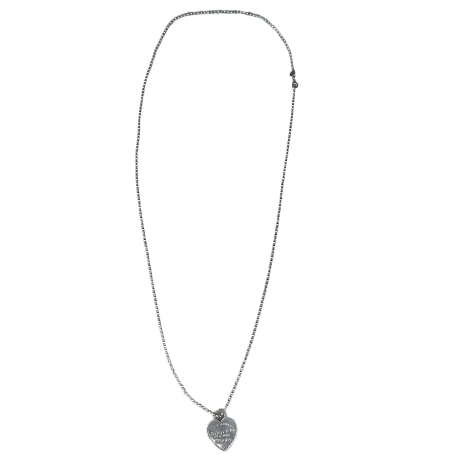 Tiffany & Co Return to Tiffany Heart Tag Long Beaded Necklace Sterling Silver