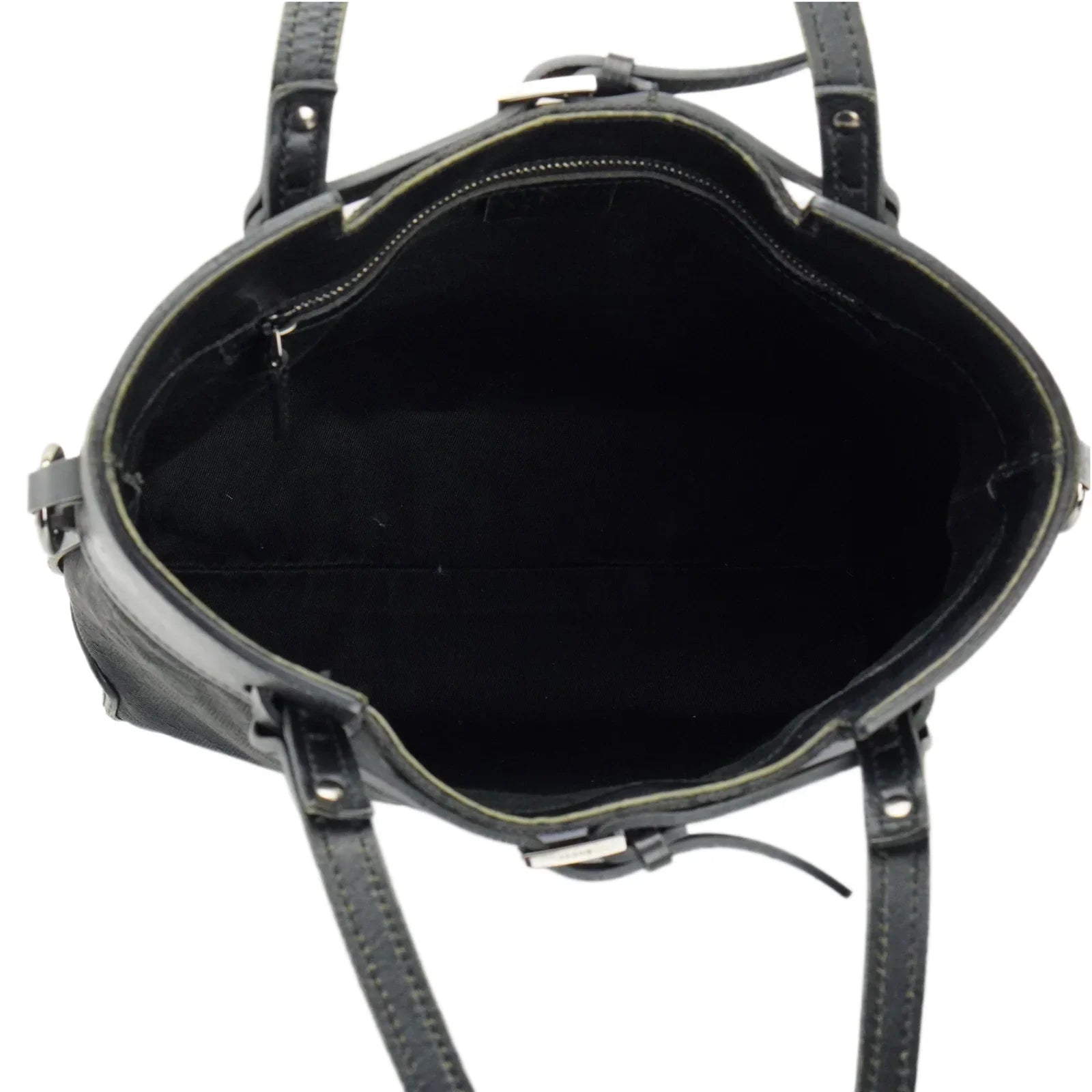 Gucci GG Belt Tote Bag Leather X Canvas Black