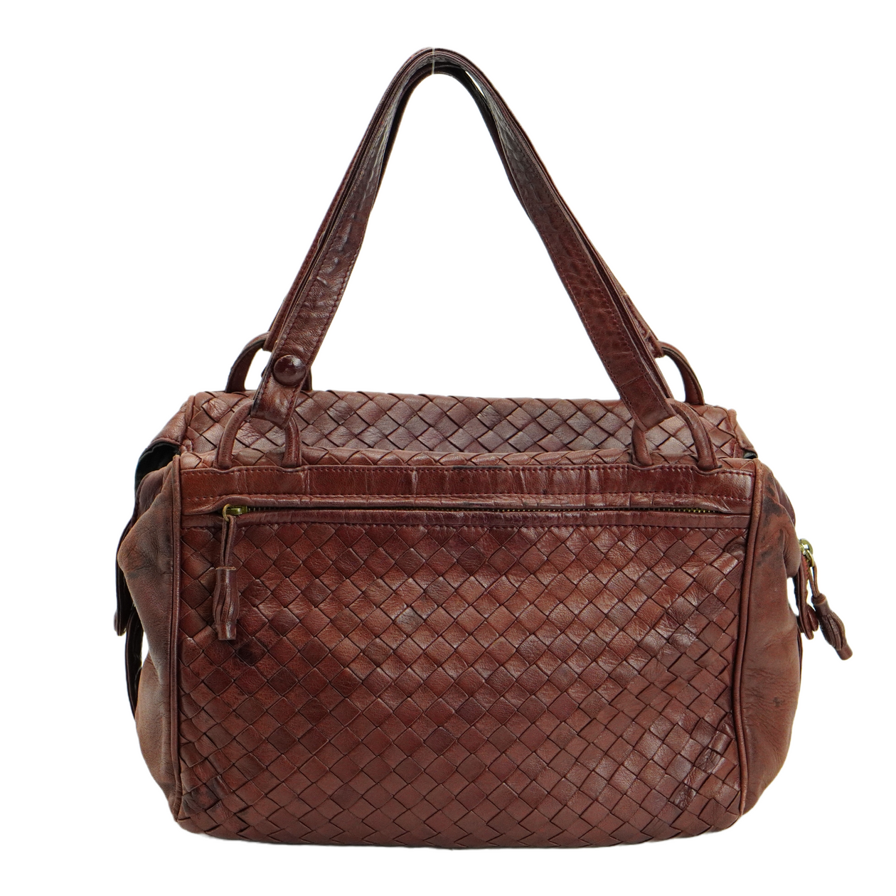 Bottega Veneta Intrecciato Leather Fold Over Shoulder Bag Brown