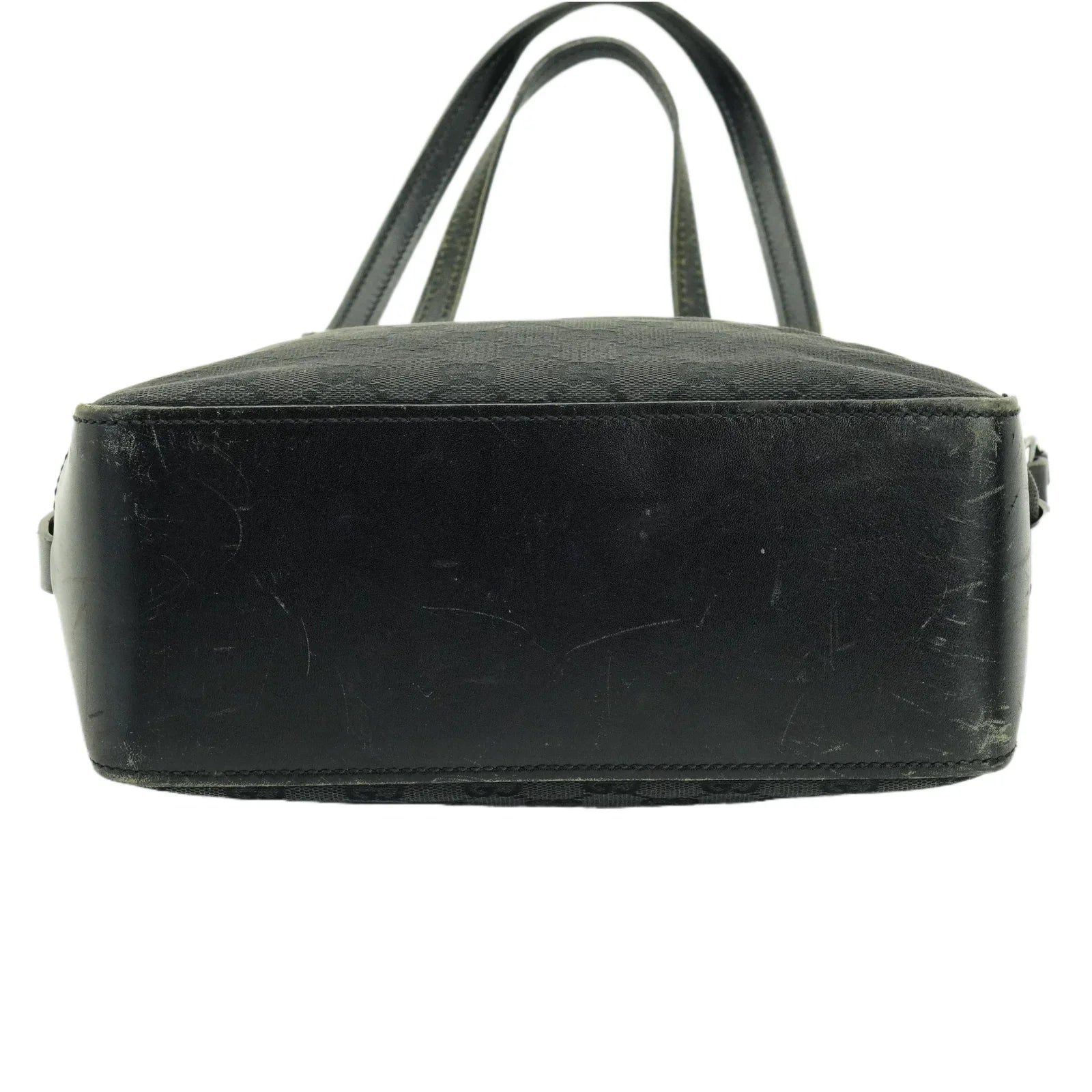 Gucci GG Belt Tote Bag Leather X Canvas Black