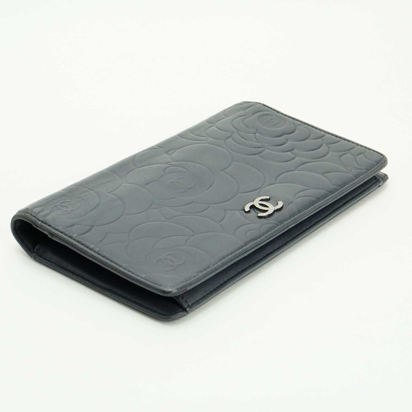 Chanel Camellia Mark Long Wallet Grey