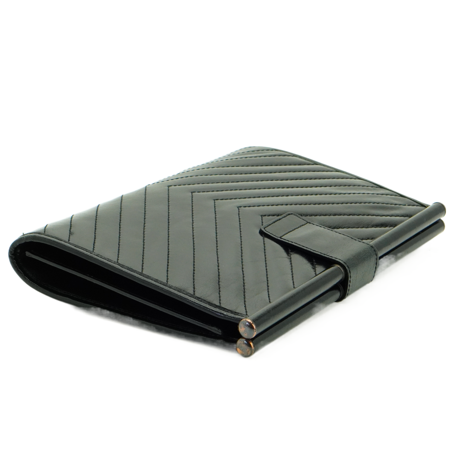 YSL Yves Saint Laurent Quilted Leather Clutch Bag Black