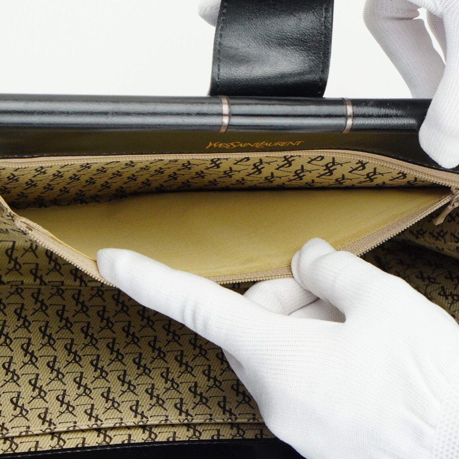 YSL Yves Saint Laurent Quilted Leather Clutch Bag Black
