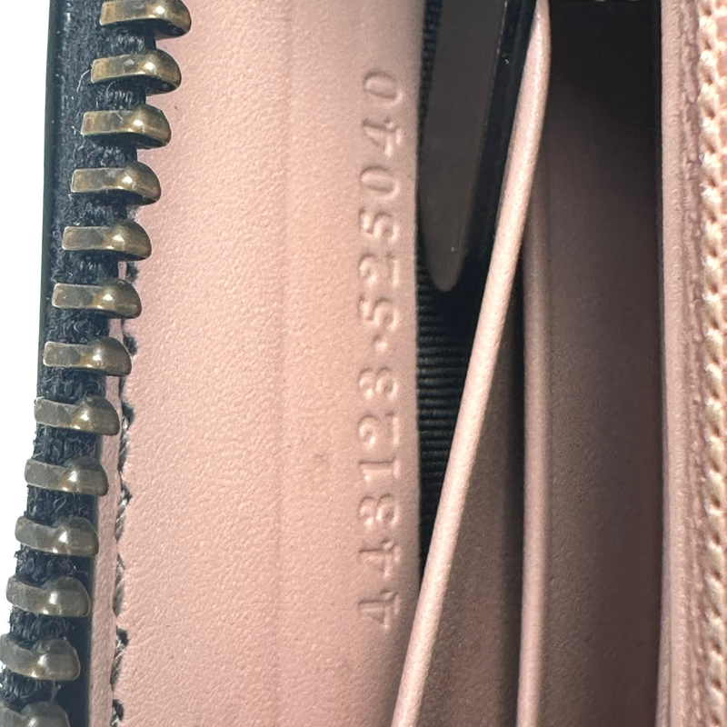 Gucci GG Marmont Zip-Around Long Wallet Black Matelassé Chevron Leather