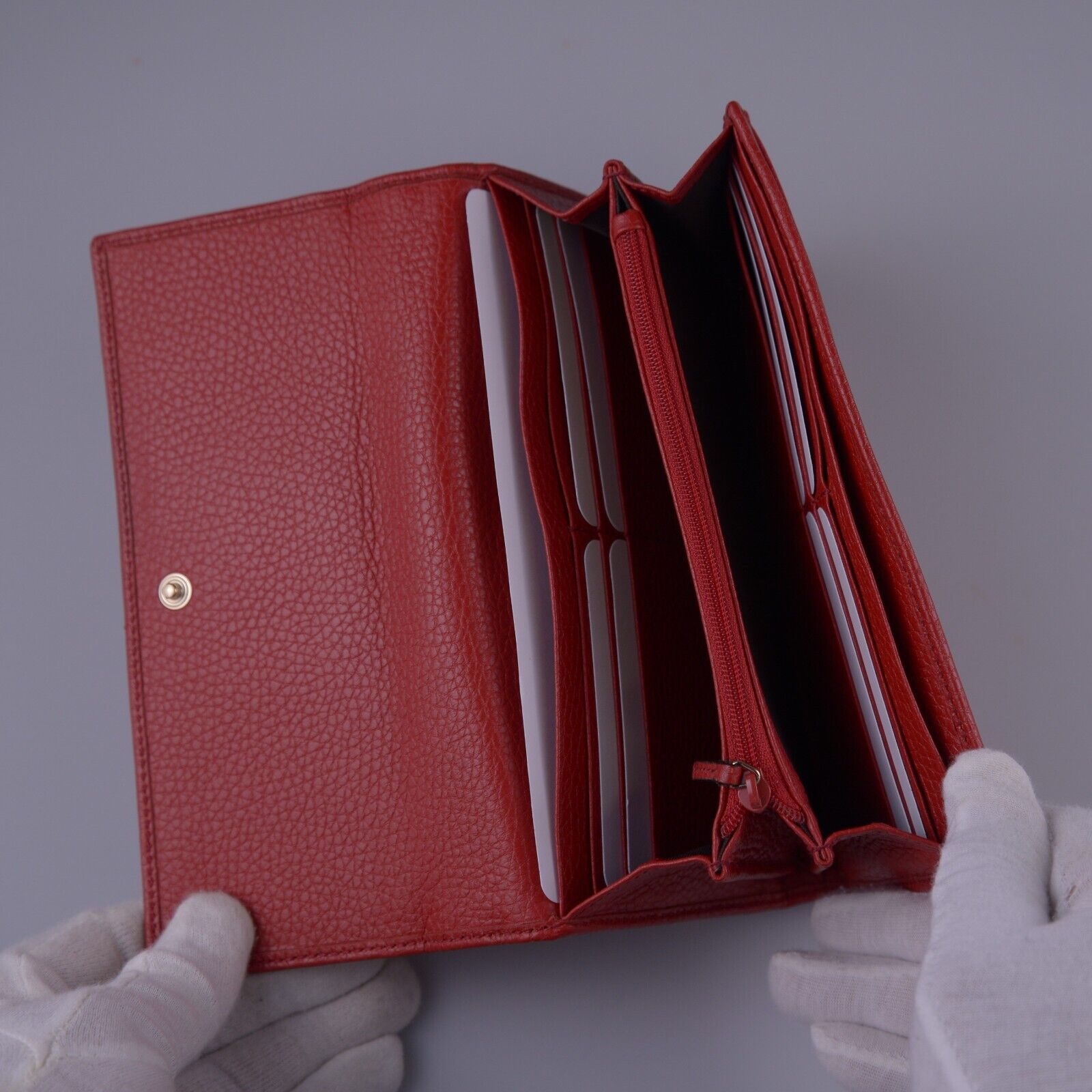Gucci Soho Pebbled Calfskin Long Continental Wallet Red
