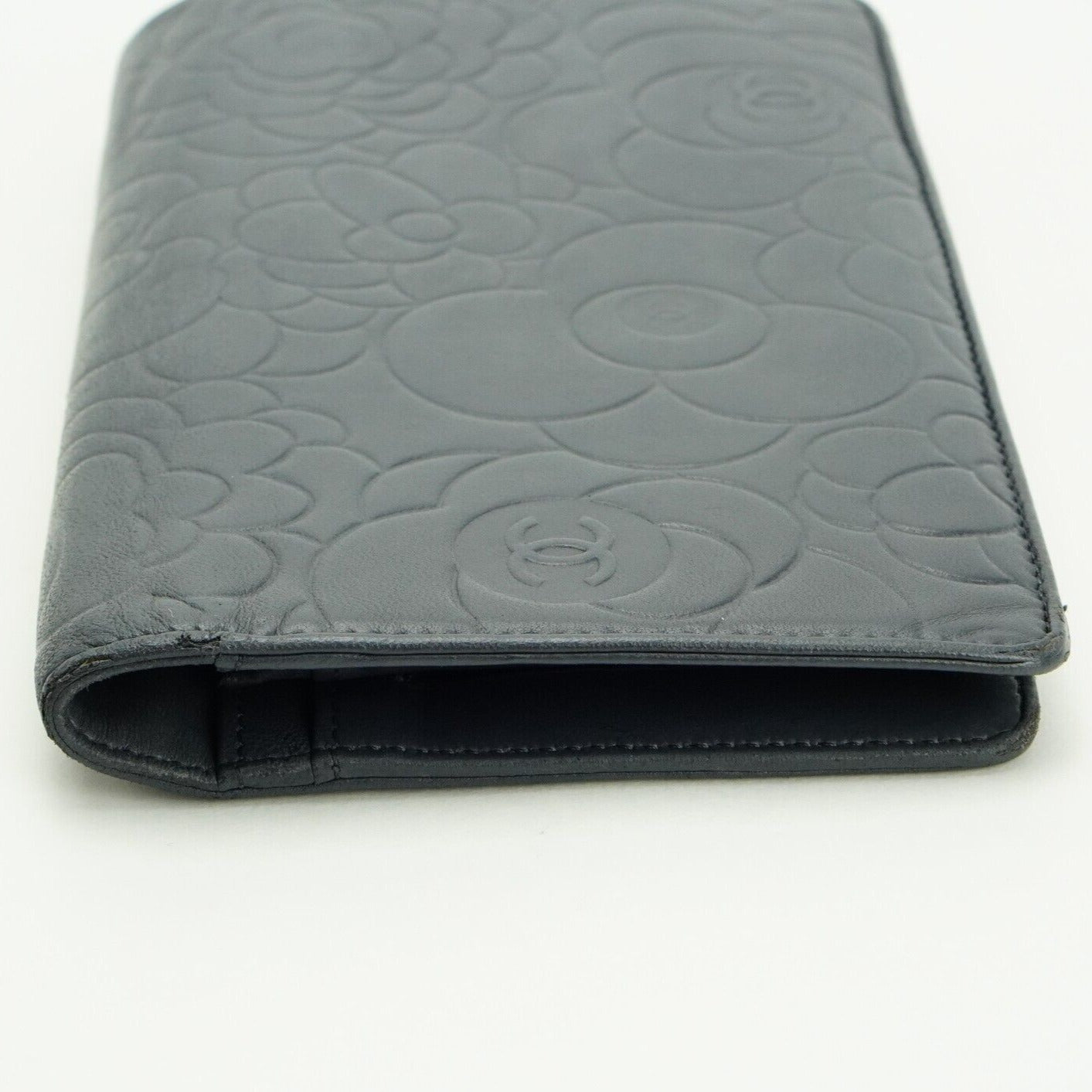 Chanel Camellia Mark Long Wallet Grey