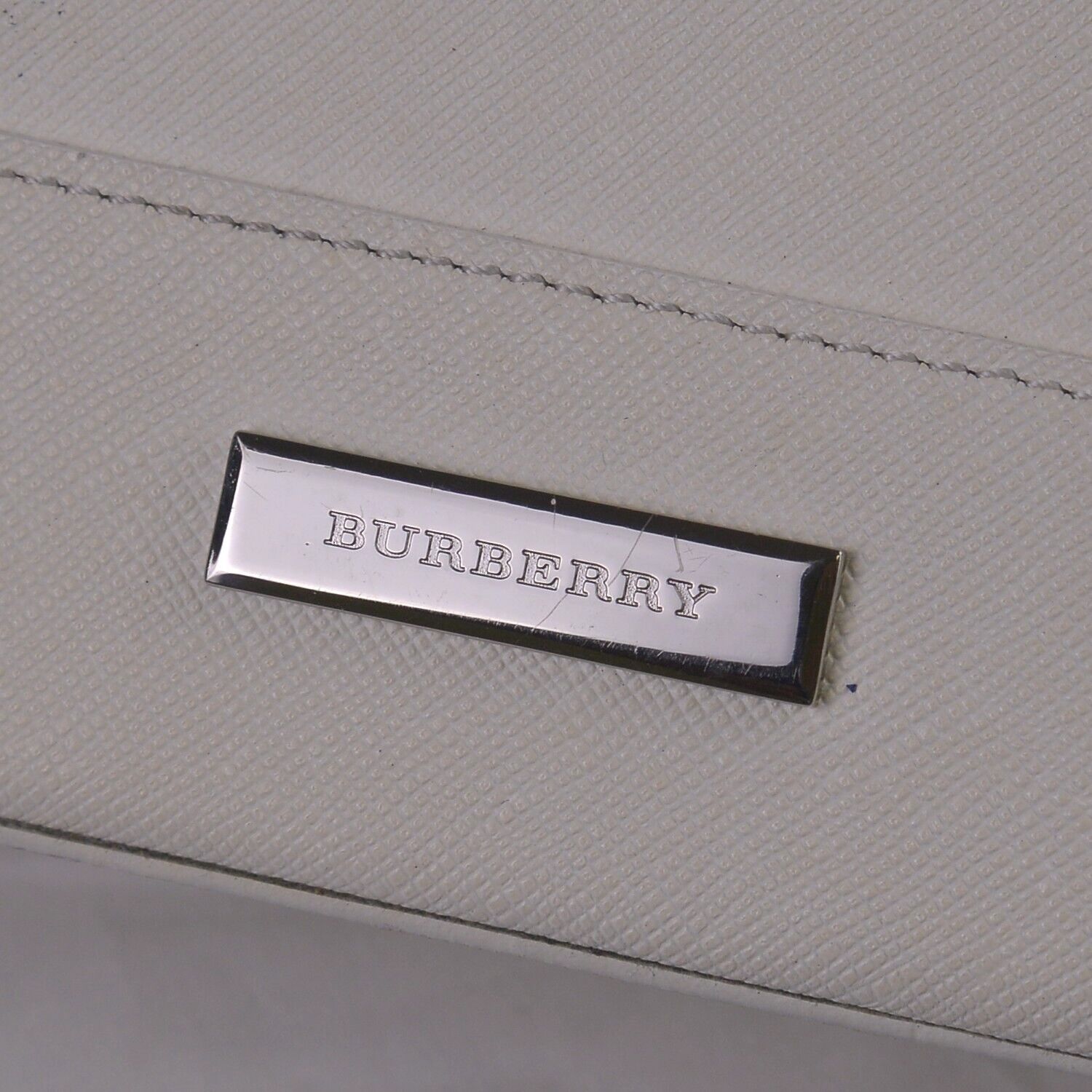 Burberry Handbag, White Coated Canvas