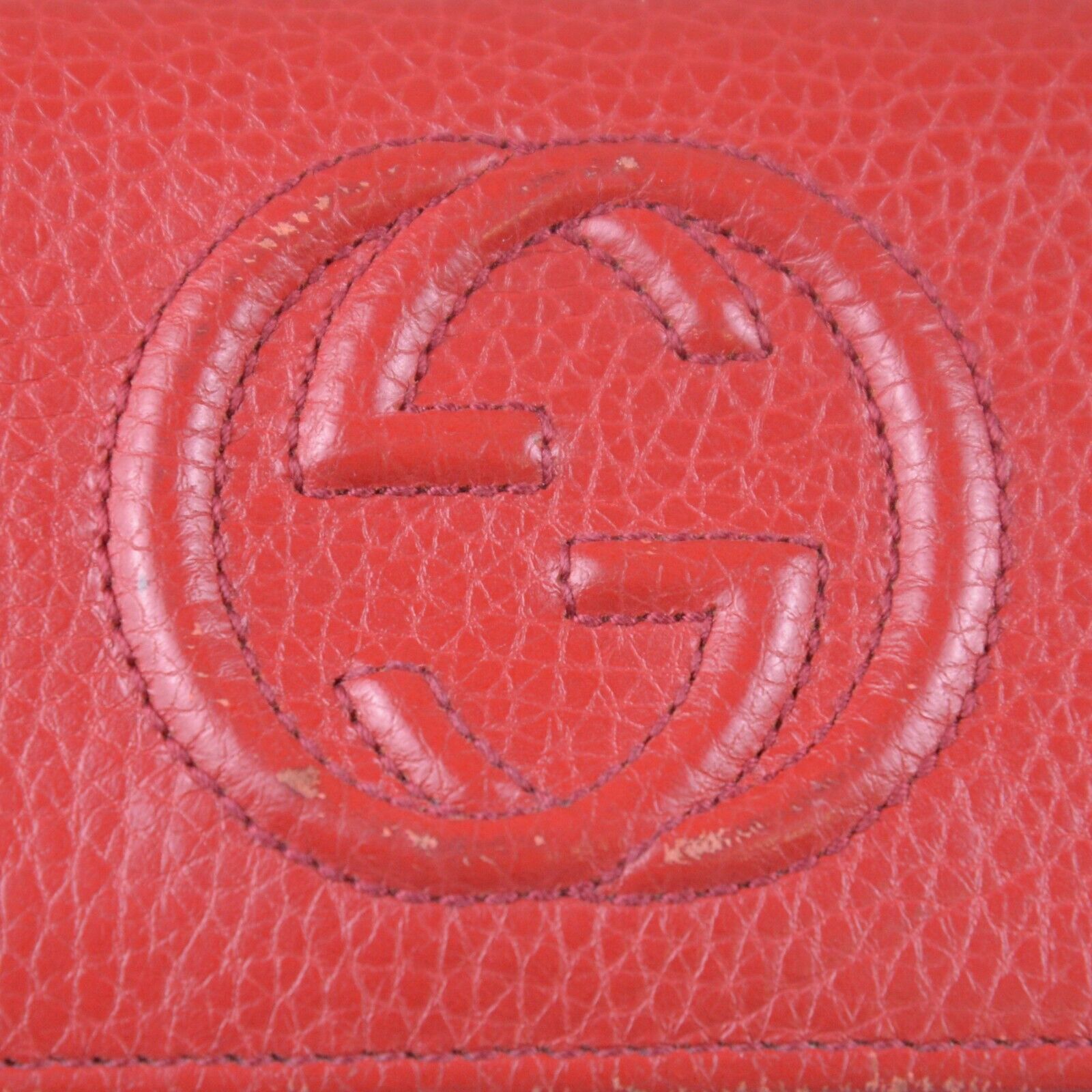 Gucci Soho Pebbled Calfskin Long Continental Wallet Red